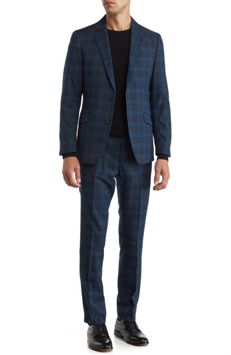 Trim Fit Plaid Suit