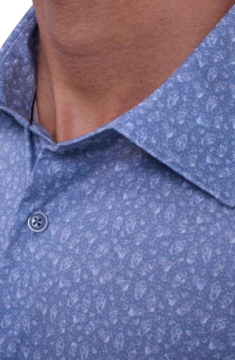 Bugatchi James OoohCotton<sup>®</sup> Cocktail Print Button-Up Shirt, Alternate, color, Steel