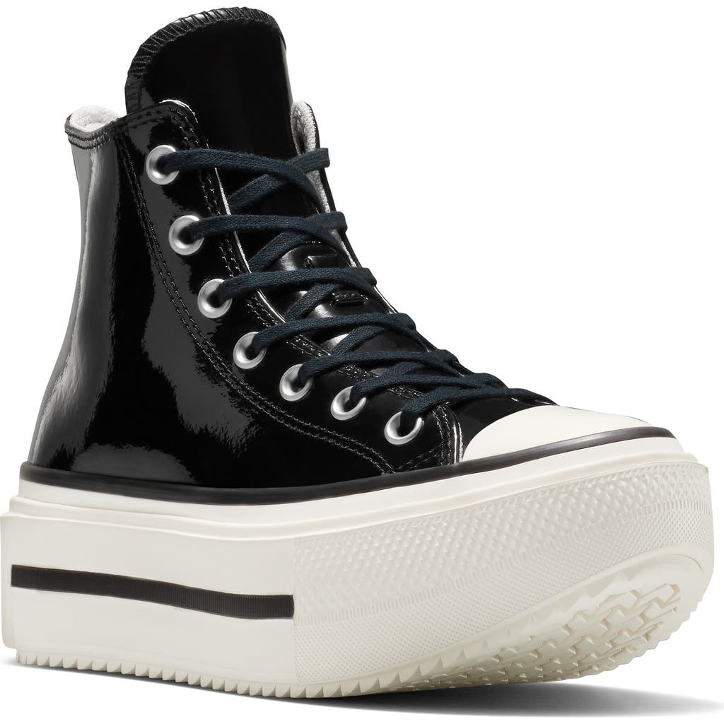Converse Gender Inclusive Chuck Taylor All Star Lift Double Stack High Top Leather Platform Sneaker In Black