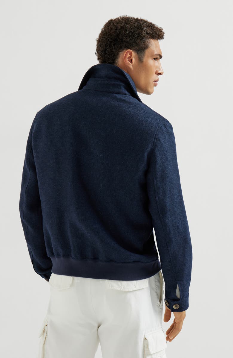 Brunello Cucinelli Hopsack outerwear jacket, Alternate, color, Navy Blue