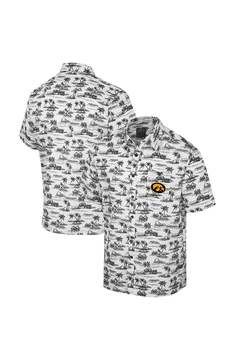 COLOSSEUM Men's Colosseum White Iowa Hawkeyes Spontaneous is Romantic Camp Button-Up Shirt, Main, color, 