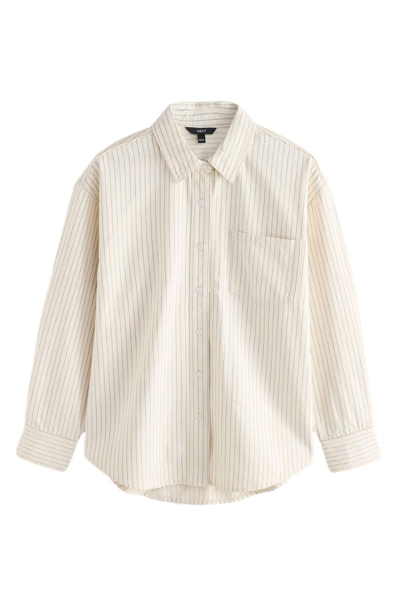 NEXT Stripe Oversize Button-Up Shirt, Alternate, color, White