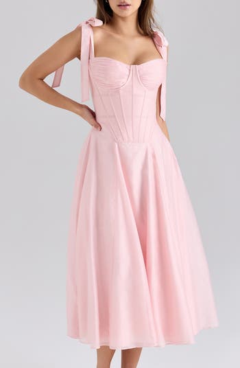Leia Tie Strap Corset Midi Dress