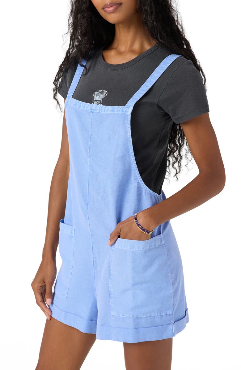 O'Neill Summerlin Cotton & Linen Short Overalls, Alternate, color, Hydrangea