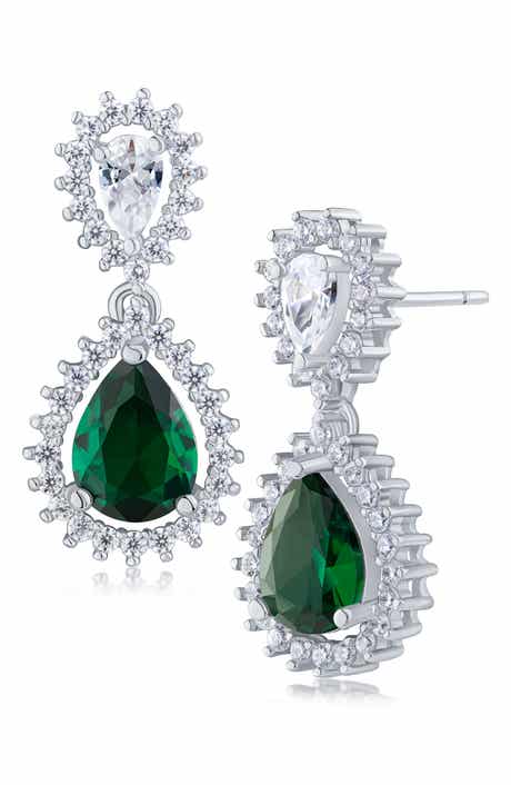CZ by Kenneth Jay Lane Pear Cubic Zirconia Burst Drop Earrings