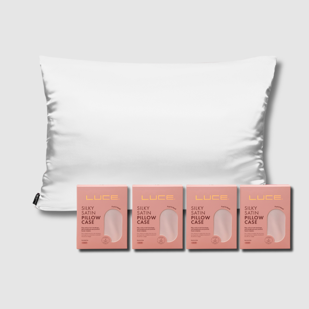 LUCE BEAUTY Silky Satin Pillowcase Bundle in White  product