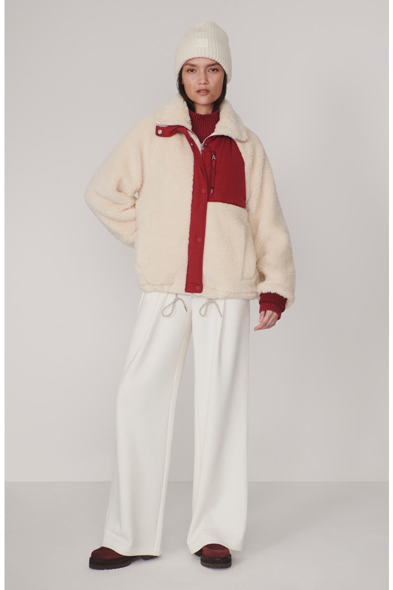 Kalyn Sherpa Fleece Jacket, Alternate, color, SANDSHELL/ RUMBA ROSE
