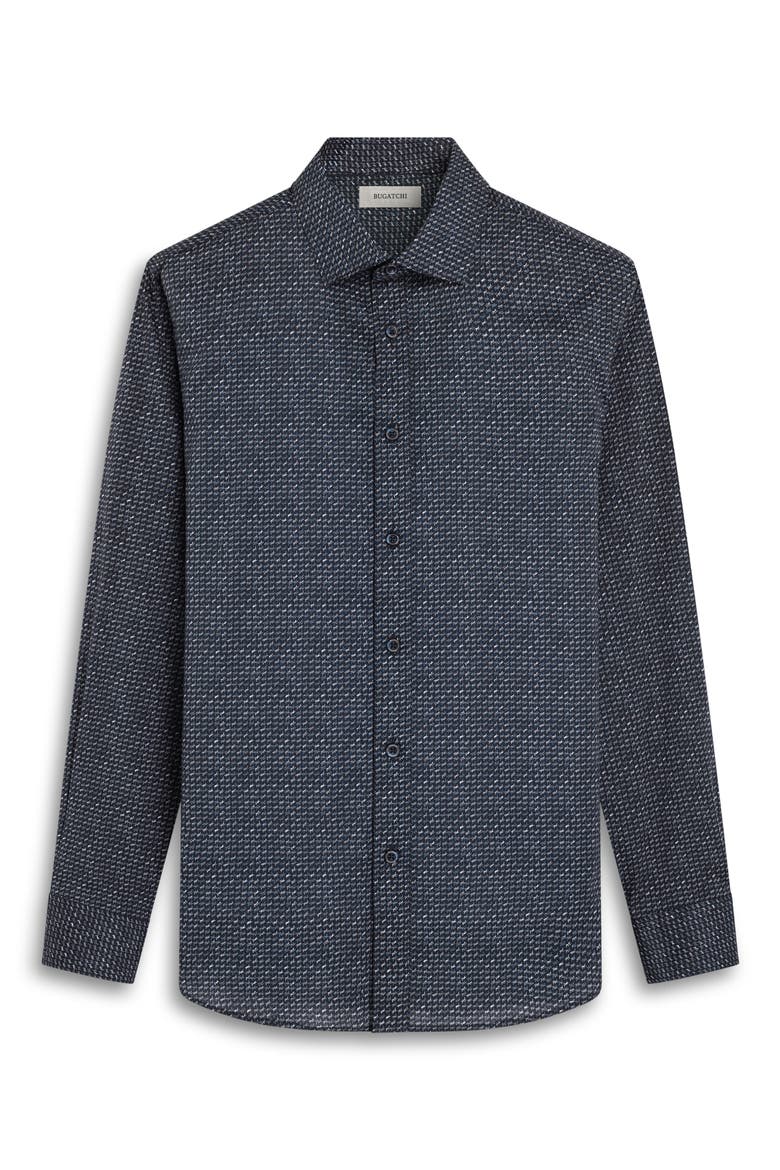 Axel Shaped Fit Long Sleeve Button-Up Shirt, Alternate, color, NAVY