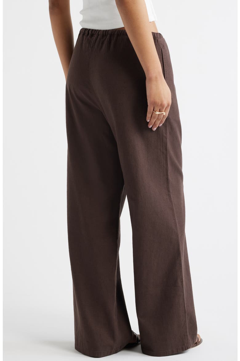 Linen Blend Wide Leg Pants, Alternate, color, BROWN SEAL