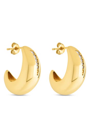 Sterling Forever Lorena Graduated Cz Hoop Earrings In Gold