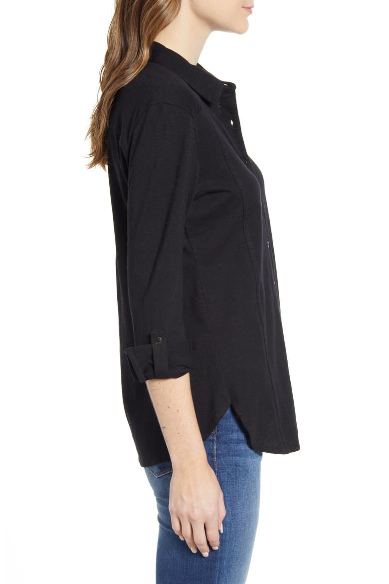 Roll Sleeve Knit Shirt, Alternate, color, BLACK