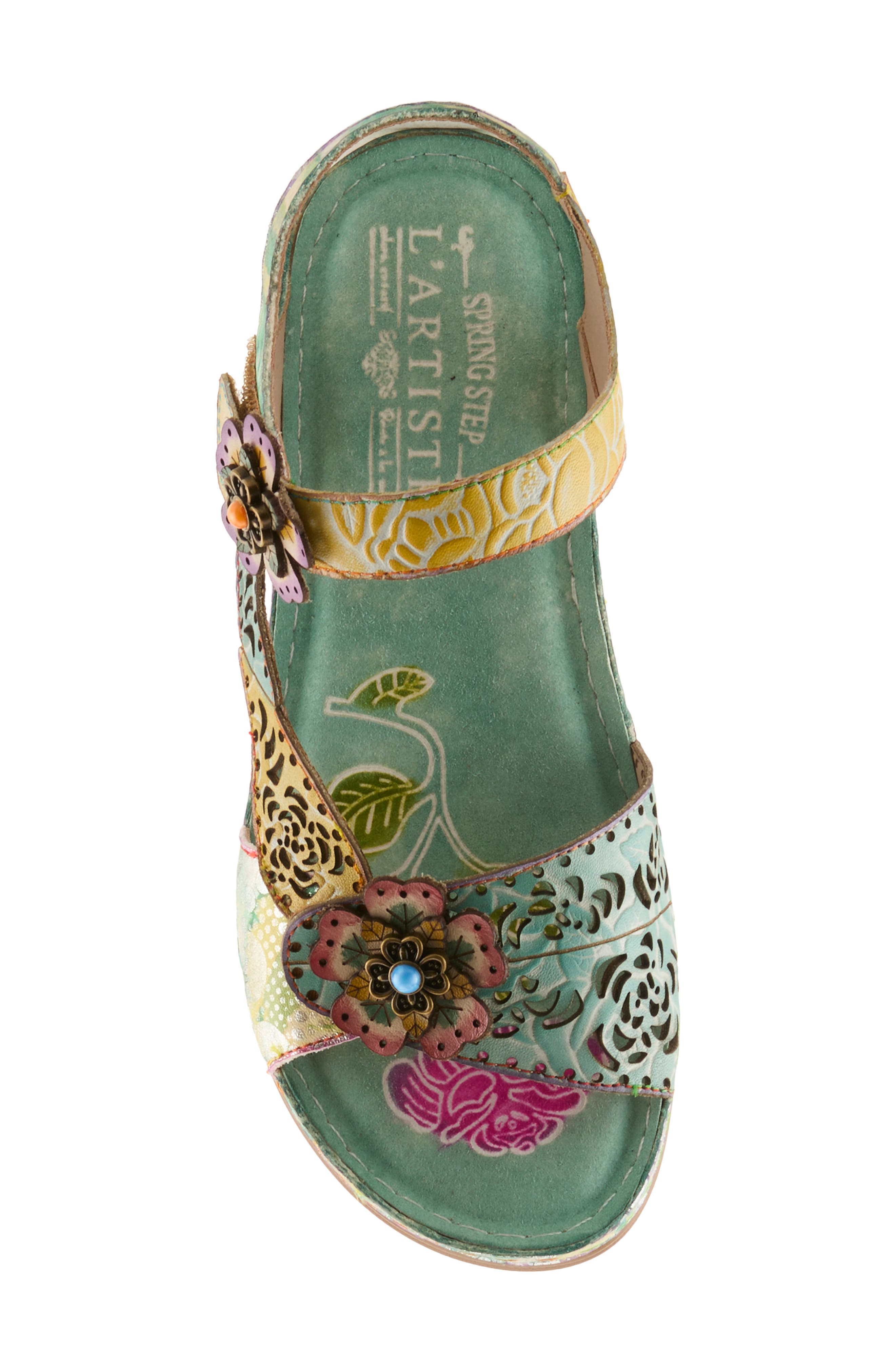 L'Artiste by Spring Step Script Sandal, Alternate, color, Mint Green Multi