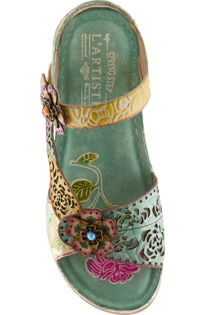 L'Artiste by Spring Step Script Sandal, Alternate, color, Mint Green Multi