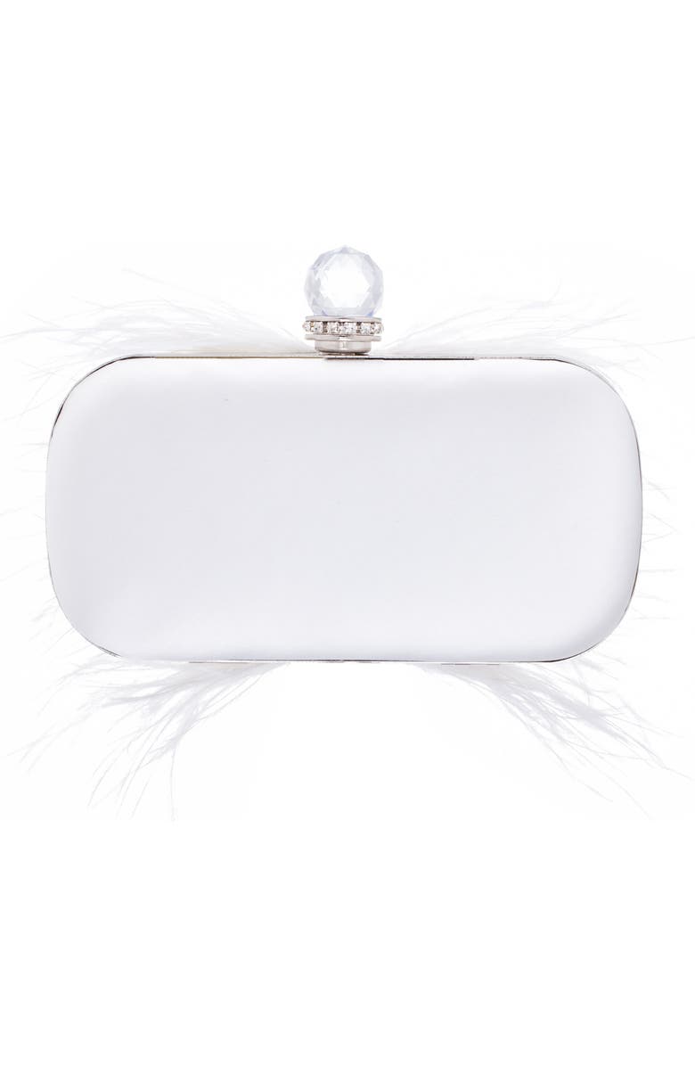 Nina Ostrich Feather Minaudiere, Alternate, color, White