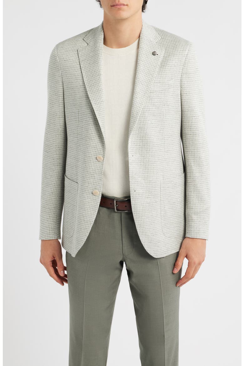 Hampton Cream & Green Houndstooth Knit Linen & Cotton Sport Coat, Main, color, SAGE
