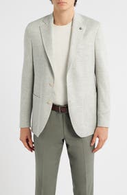 Jack Victor Hampton Cream & Green Houndstooth Knit Linen & Cotton Sport Coat