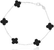 The Lovery Fine Jewelry Small Onyx Clover Bracelet