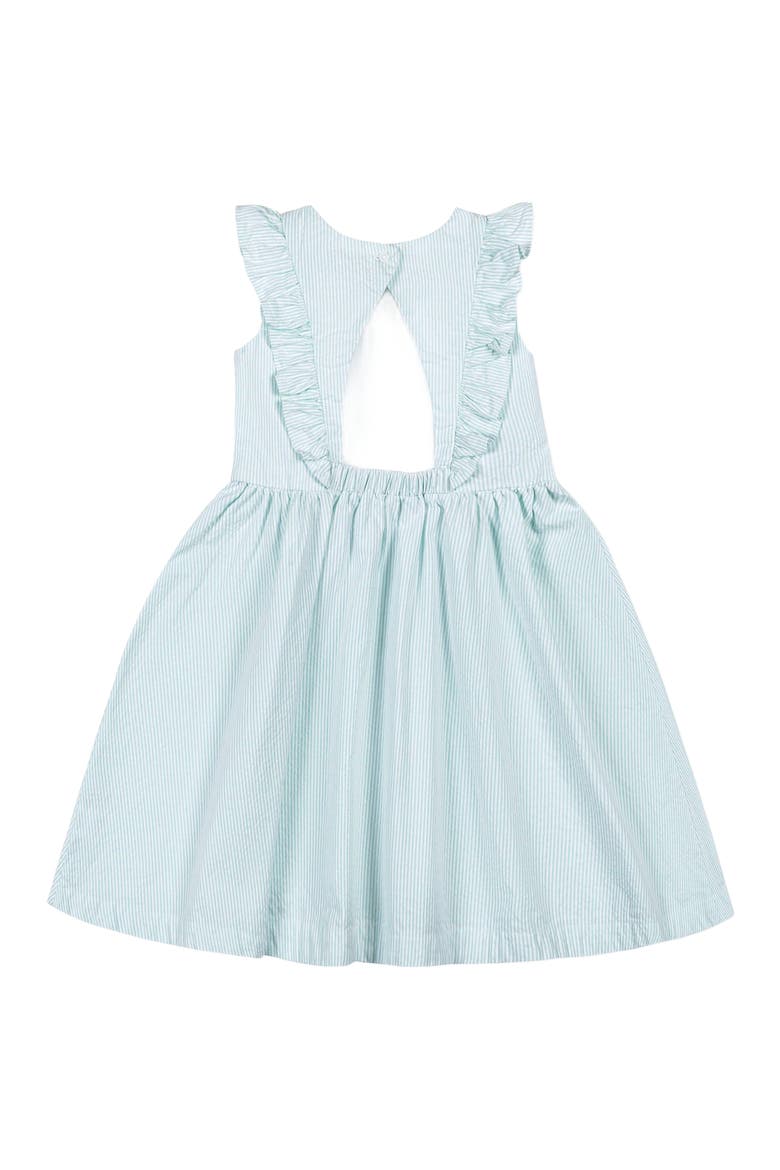 Girls' Organic Flutter Sleeve Open Back Dress, Toddler, Alternate, color, Mint Seersucker