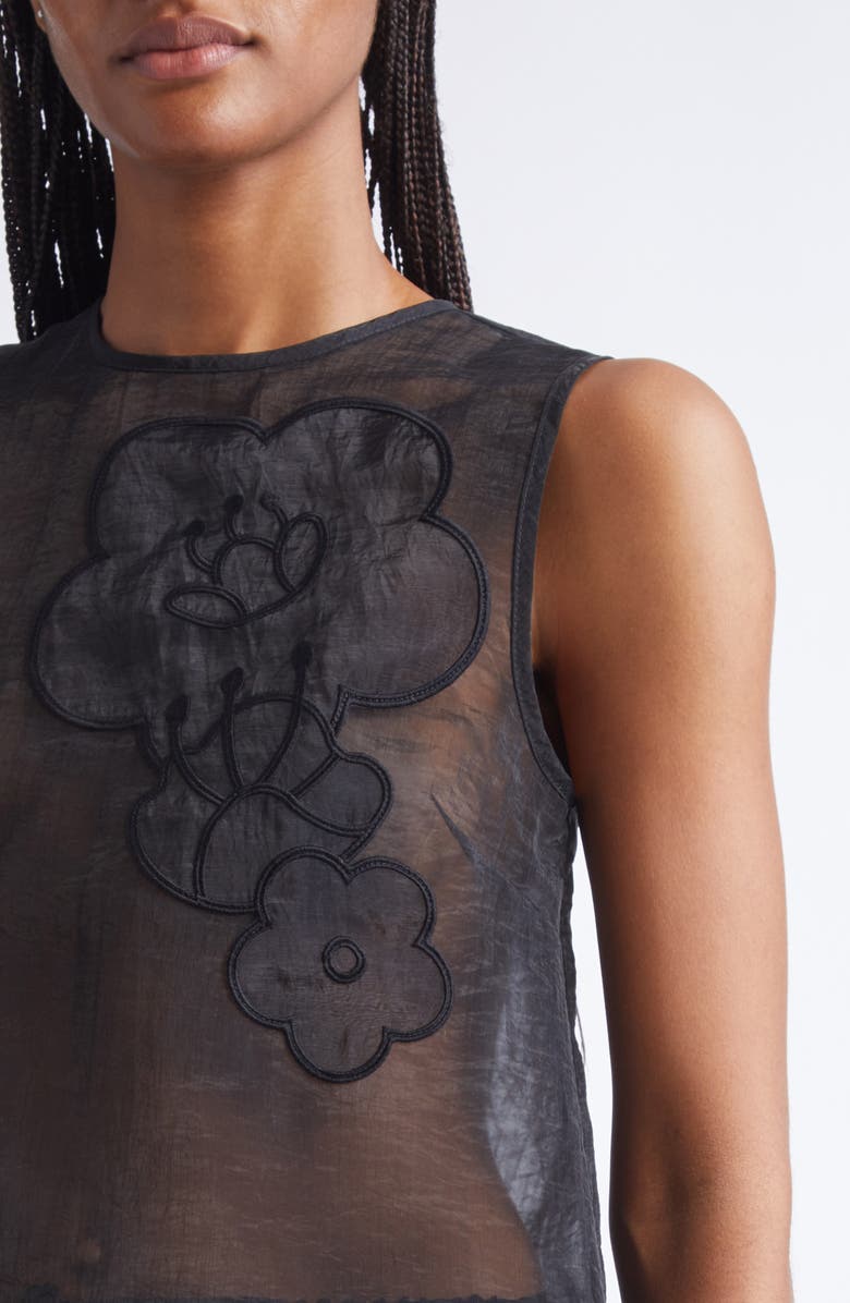 Cecilie Bahnsen Alba Liquid Myrtia Sheer Organza Tank, Alternate, color, Black