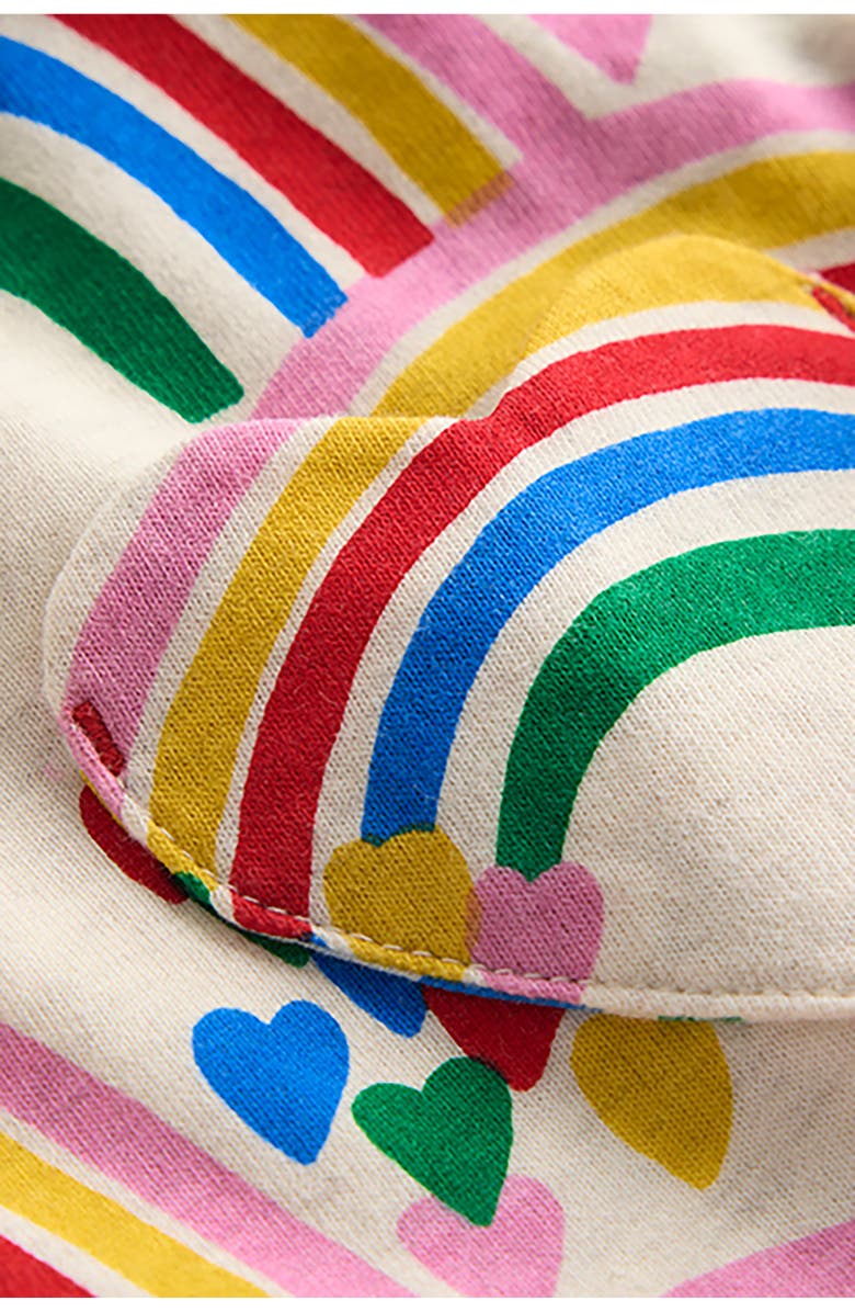 Mini Boden Kids' Heart Print Cotton Jersey Dress, Alternate, color, Oatmeal Marl Rainbow Hearts