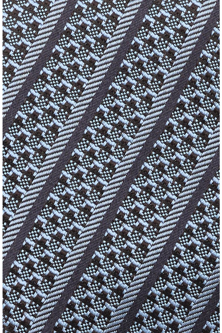 Stripe Silk Tie, Alternate, color, BROWN/ BLUE STRIPE