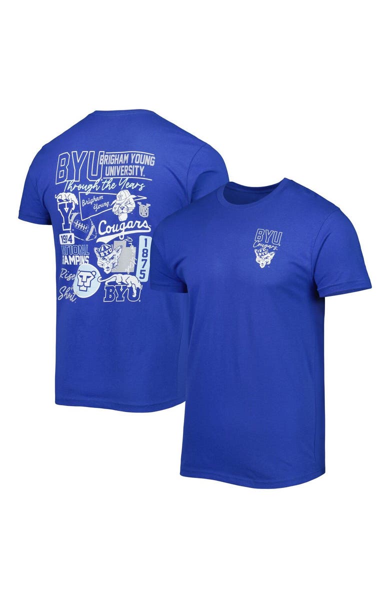 IMAGE ONE Men's Royal BYU Cougars Vintage Through the Years 2-Hit T-Shirt, Main, color, 