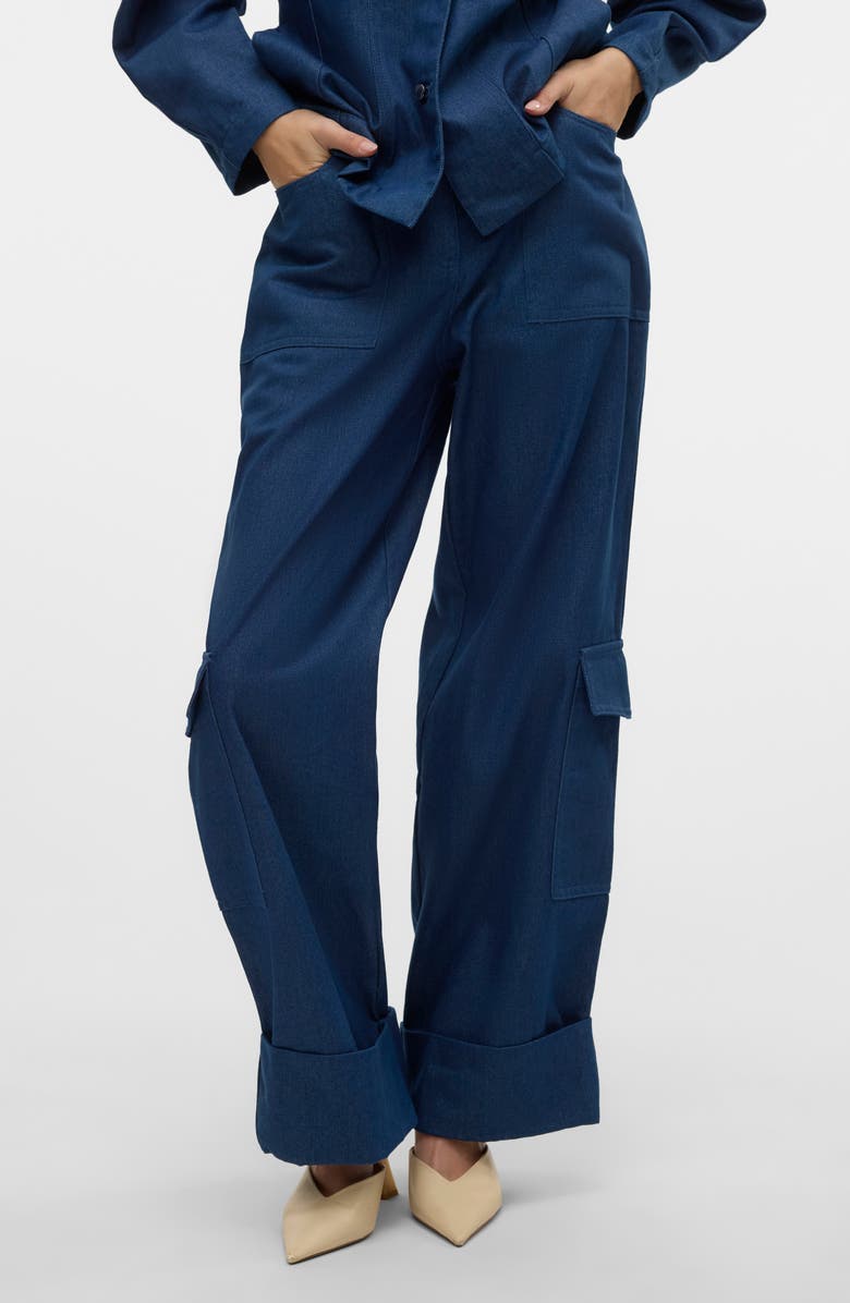 VERO MODA Carla High Waist Cargo Pants, Main, color, Blue Indigo