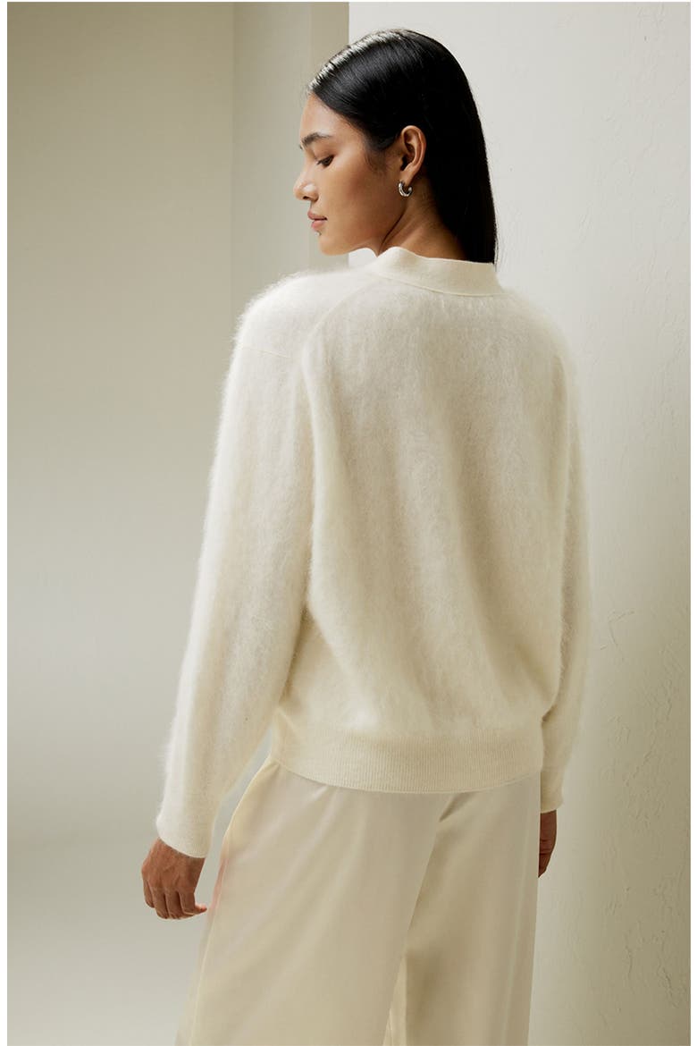 Women's Hestia Button Front  V-Neck Cardigan, Alternate, color, White