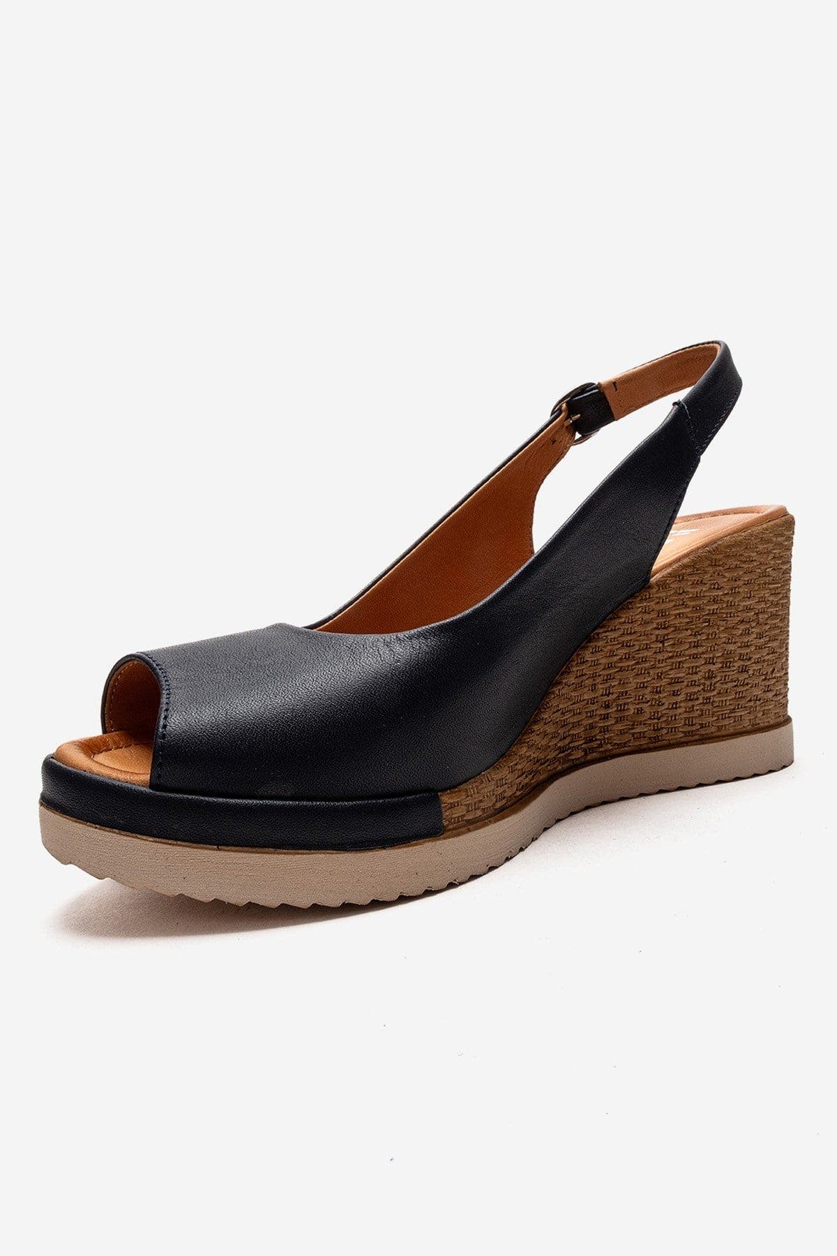 Helina Leather Wedge Sandal, Alternate, color, Navy