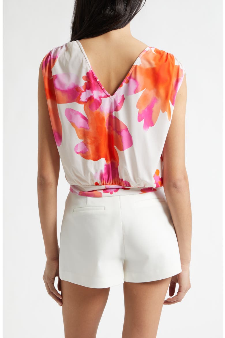Sabine Floral V-Neck Top, Alternate, color, SUNSET ORANGE FLORAL