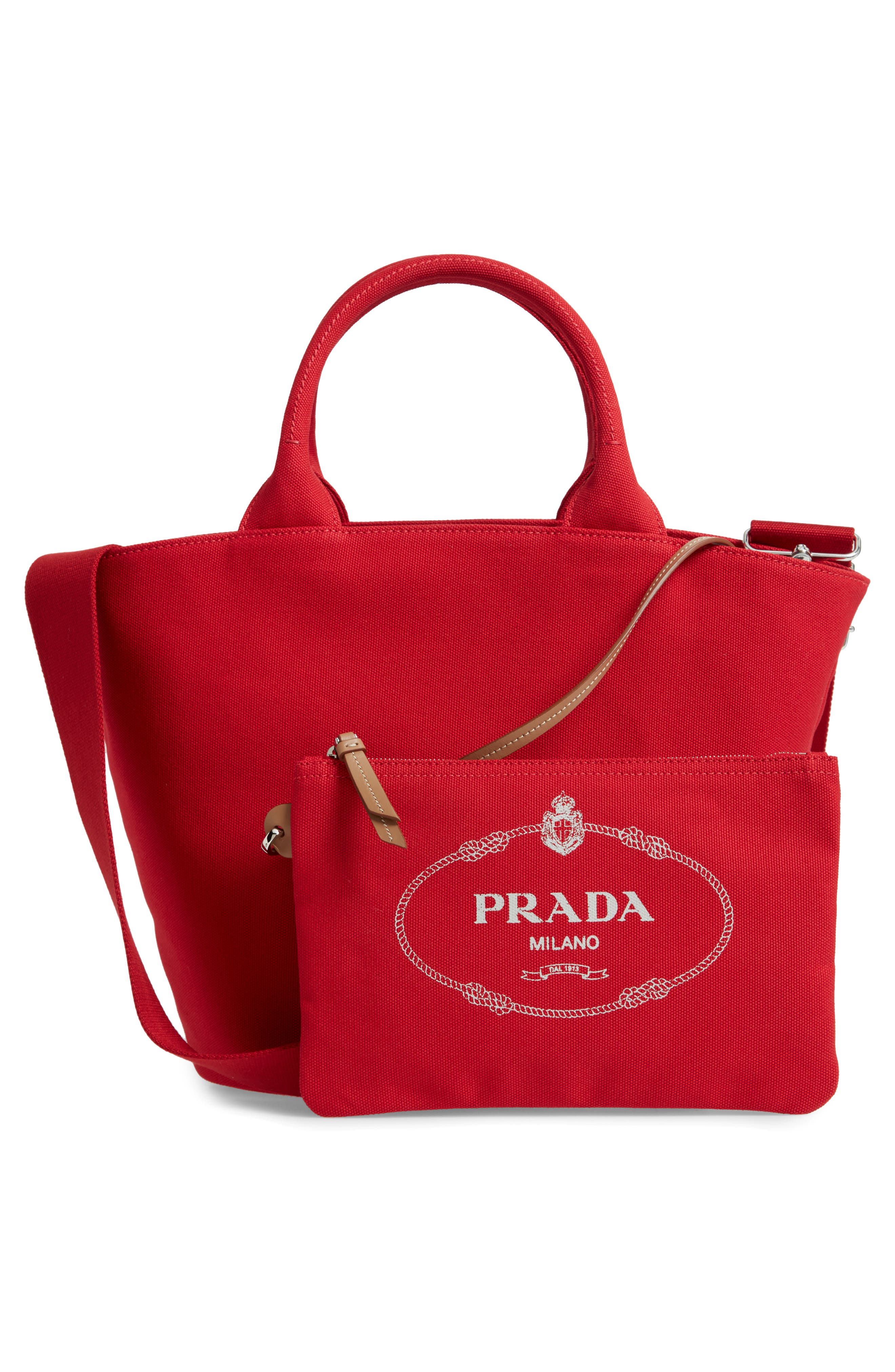 Prada Canapa Round Canvas Tote, Alternate, color, 