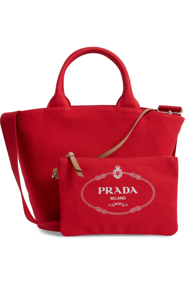 Prada Canapa Round Canvas Tote, Alternate, color,