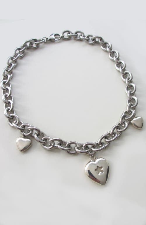 Rimor Jewelry Star Multi Heart Chain Choker In Silver