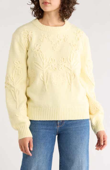 ELIE ELIE TAHARI Floral Embroidered Crewneck Sweater