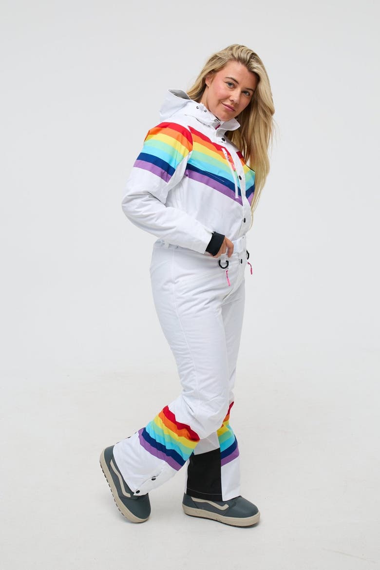 Rainbow Road Shaped Women's Ski Suit, Alternate, color, multi-colour