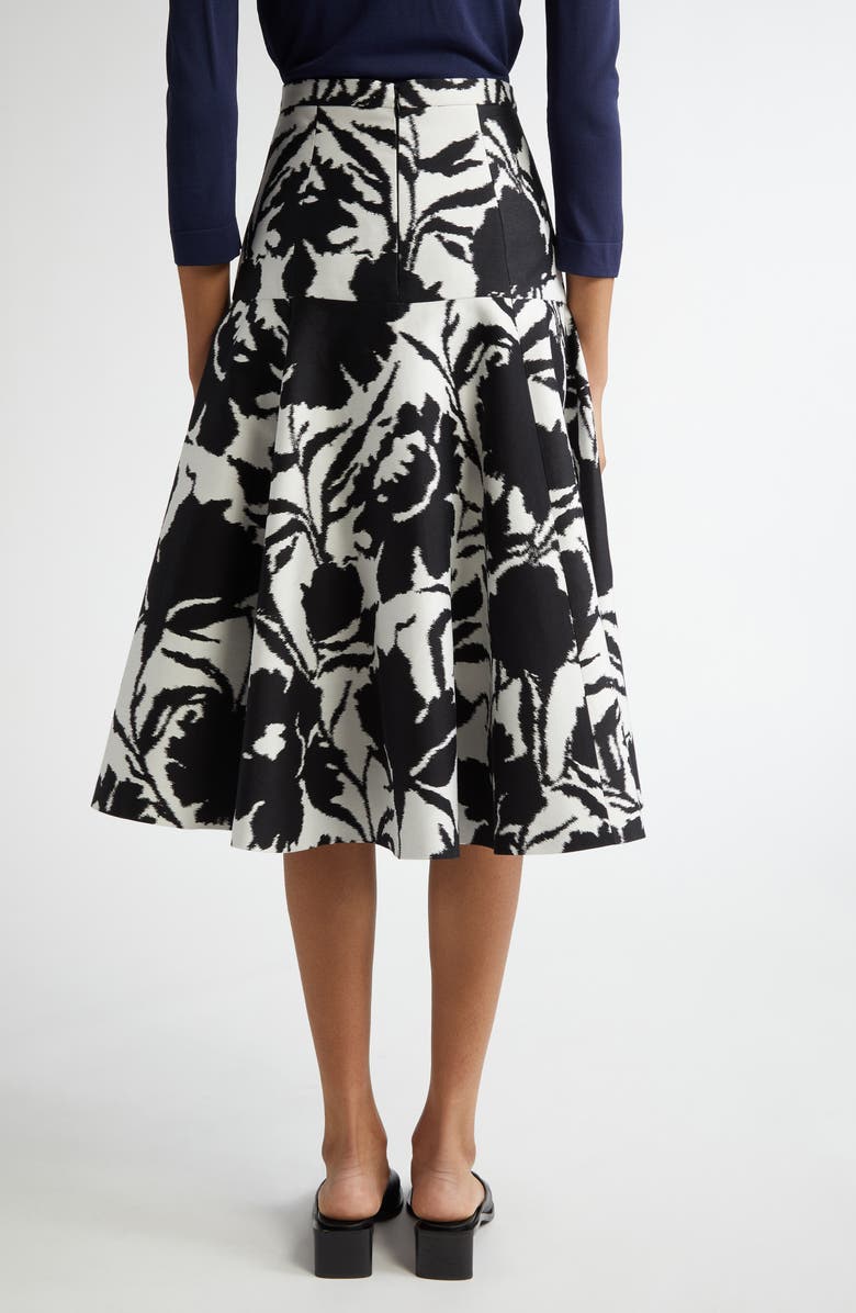 Michael Kors Collection Abstract Floral Print Dance Skirt, Alternate, color, Black/ Optic White