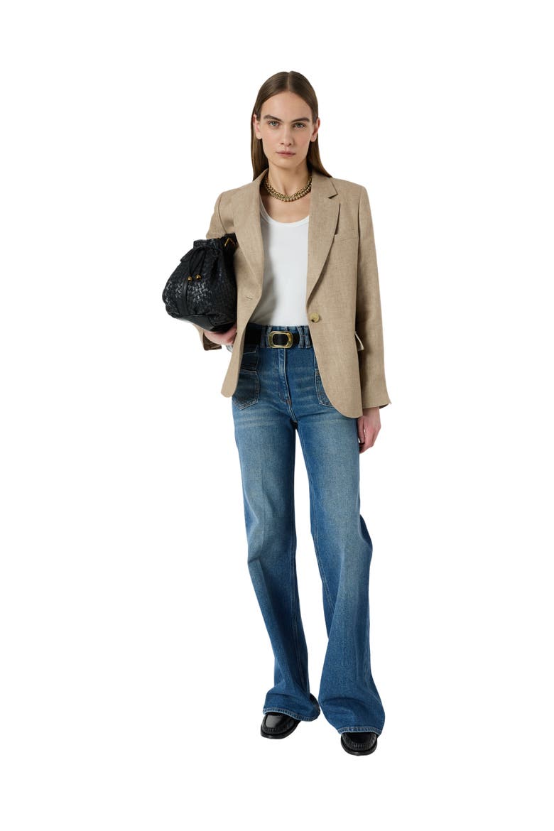Taliya Linen Blazer, Alternate, color, Sand