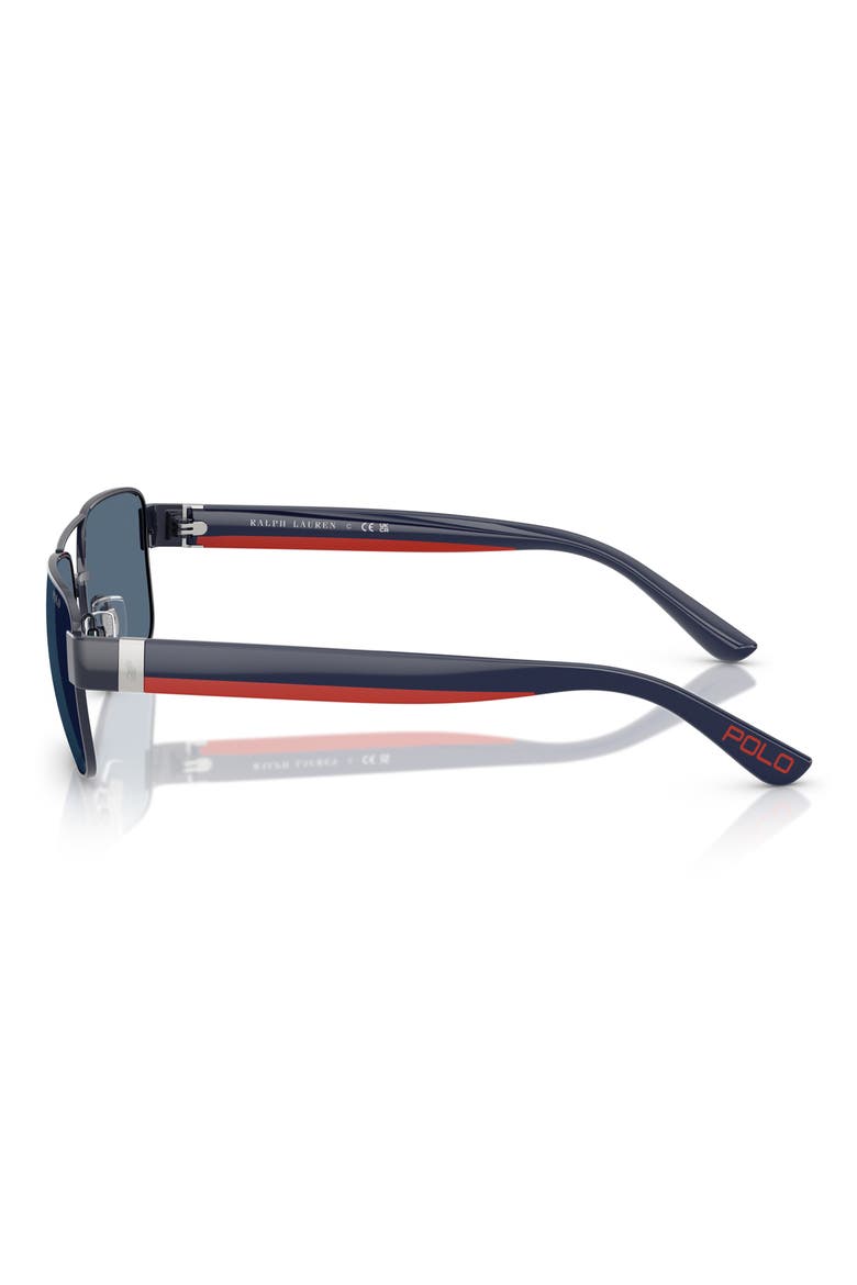 58mm Rectangle Sunglasses, Alternate, color, SHINY NAVY BLUE / DARK BLUE