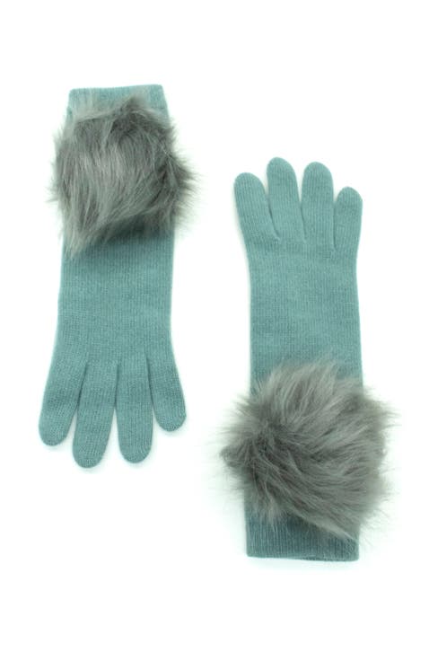 Cashmere gloves with pom
