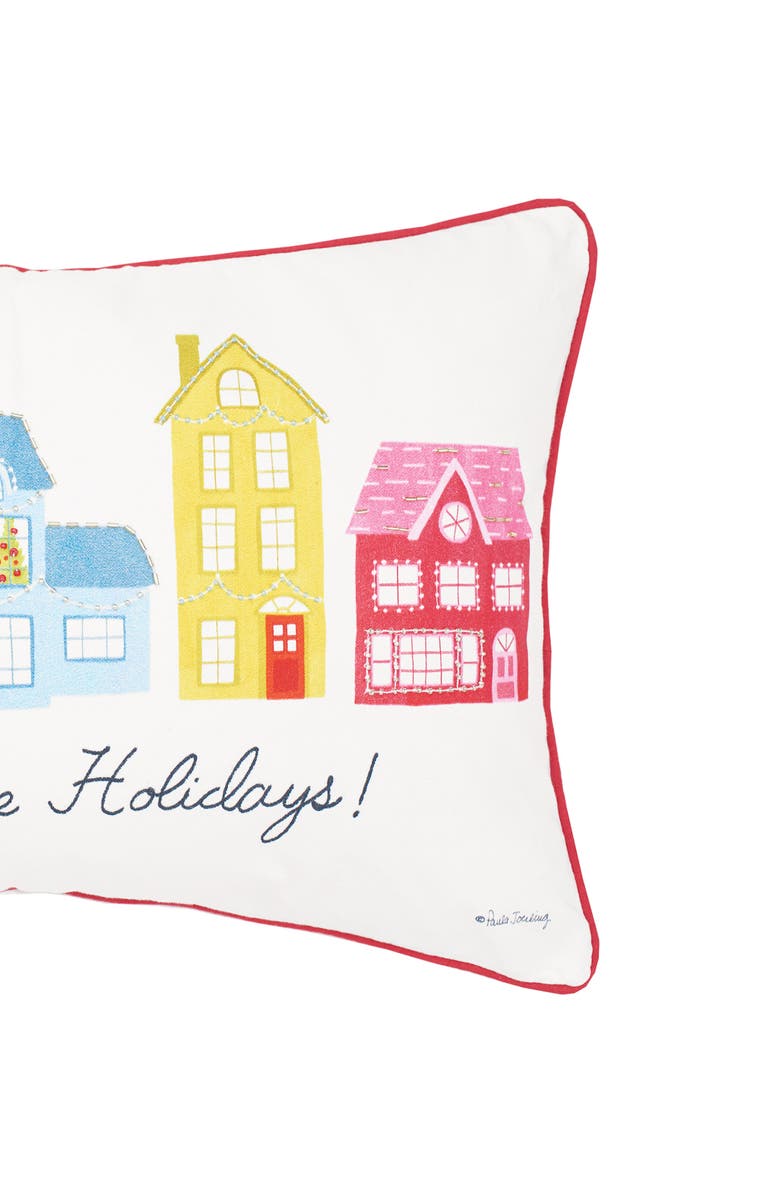C&F Home Village Holiday Printed & Embellished Christmas Throw Pillow, Alternate, color, White