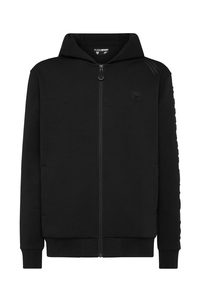 Embossed Hoodie Sweatjacket Men, Main, color, black