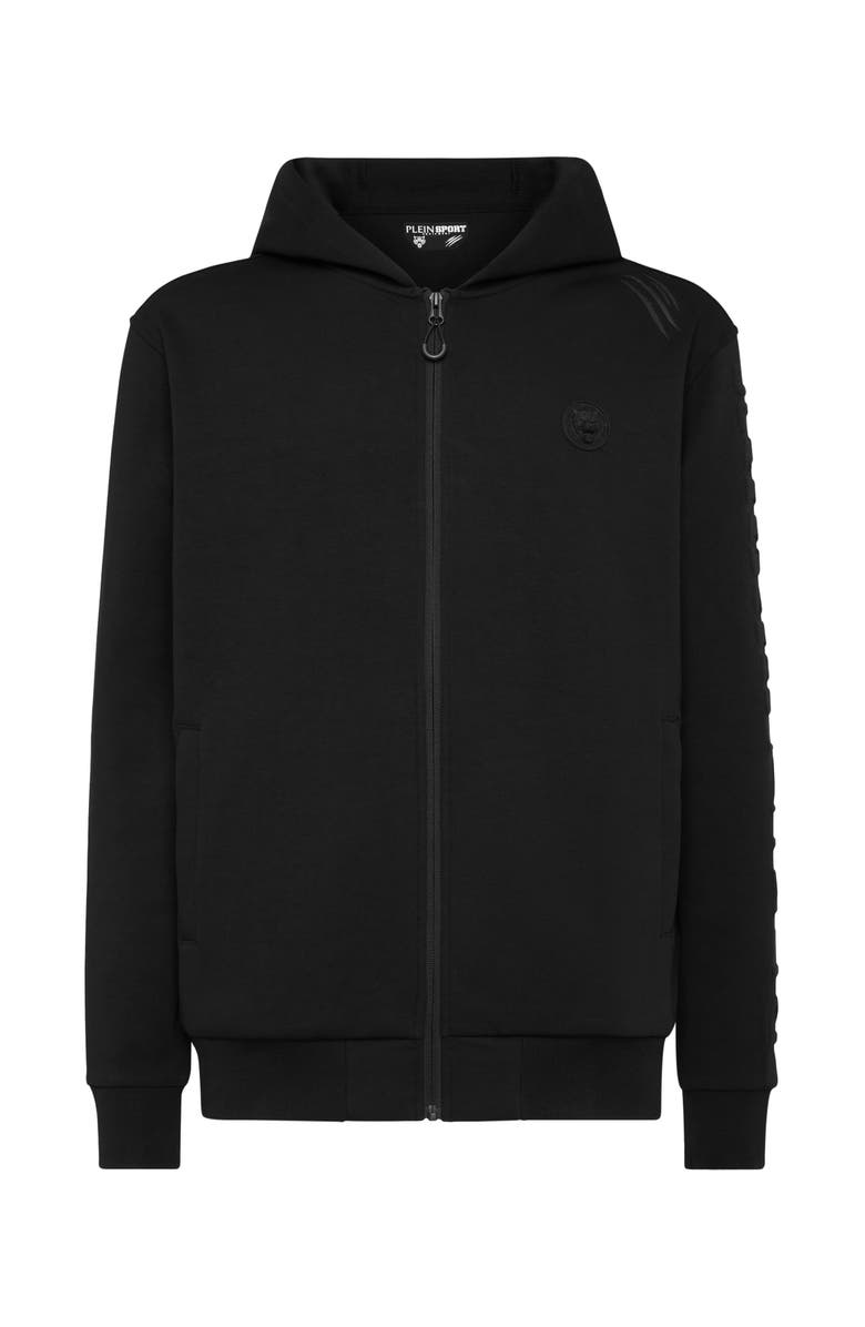 PLEIN SPORT Embossed Hoodie Sweatjacket Men, Main, color, Black