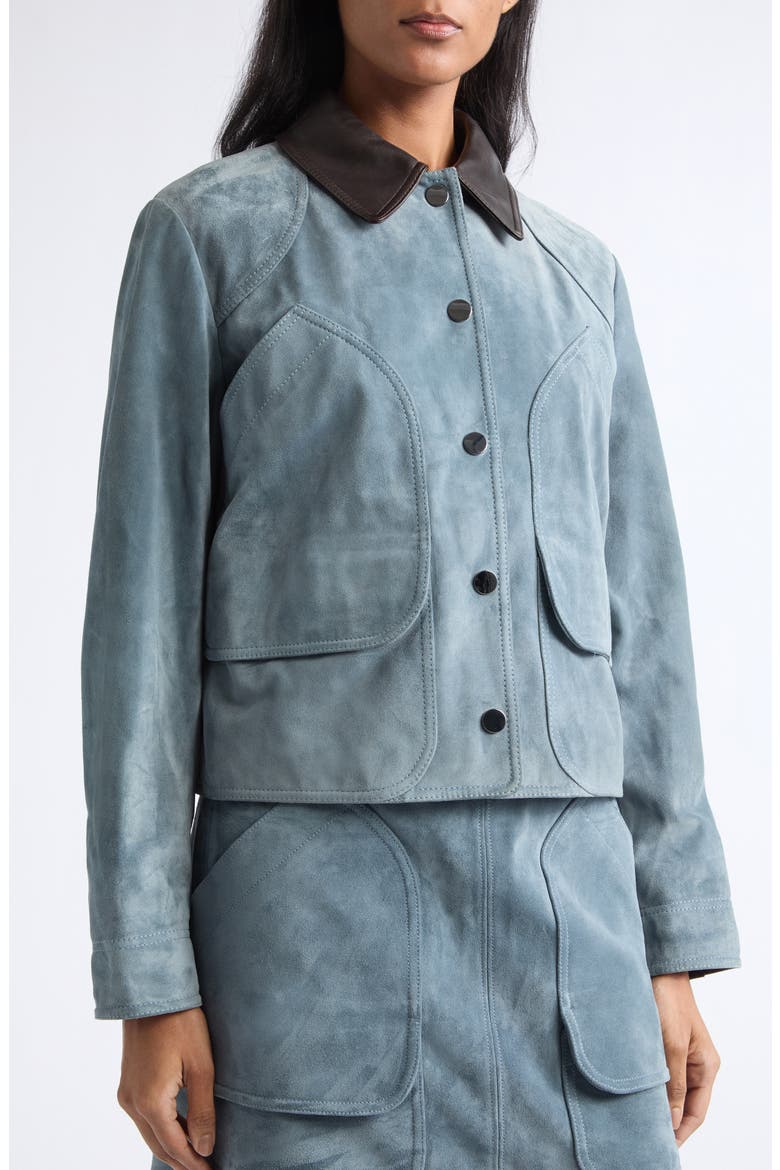 Walters Cropped Suede Barn Jacket, Alternate, color, BLUE STEEL