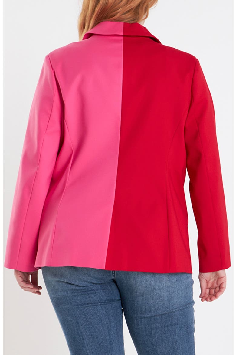 Colorblocked Blazer, Alternate, color, RED FUCHSIA