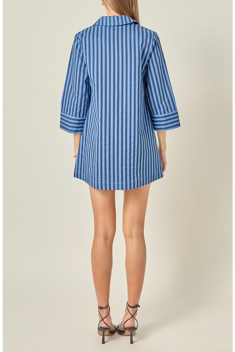Striped Kaftan Collar Minidress, Alternate, color, NAVY/ BLUE