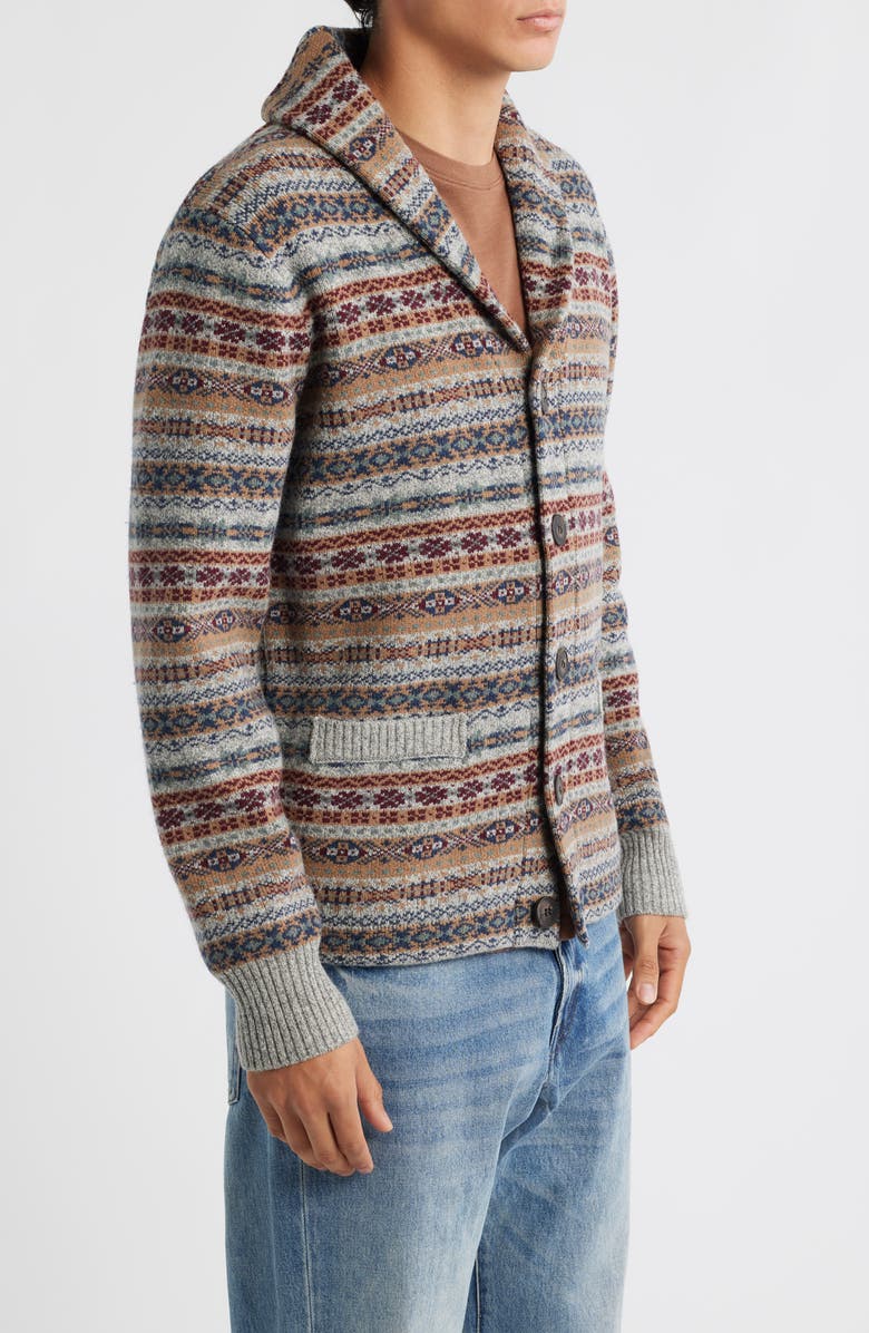 Schott NYC Men's Wool Blend Shawl Collar Cardigan, Alternate, color, Heather Grey