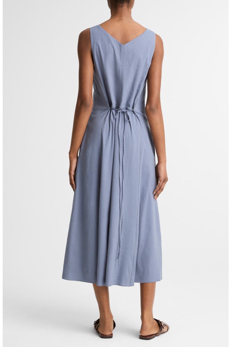 Tie Back Sleeveless Linen Blend Maxi Dress, Alternate, color, AZUL