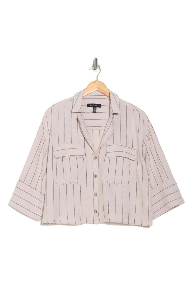 Ellen Tracy Boxy Cuffed Sleeve Button-Down Shirt, Alternate, color,