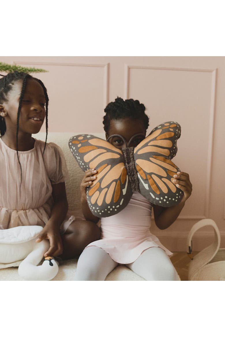 Cushion Butterfly, Alternate, color, Dark Grey, Natural, Terracotta