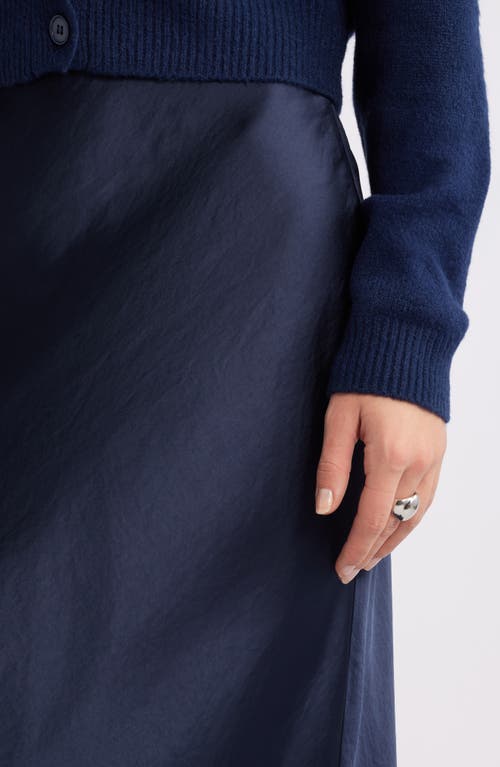 Open Edit Bias Cut Maxi Skirt In Navy Blazer